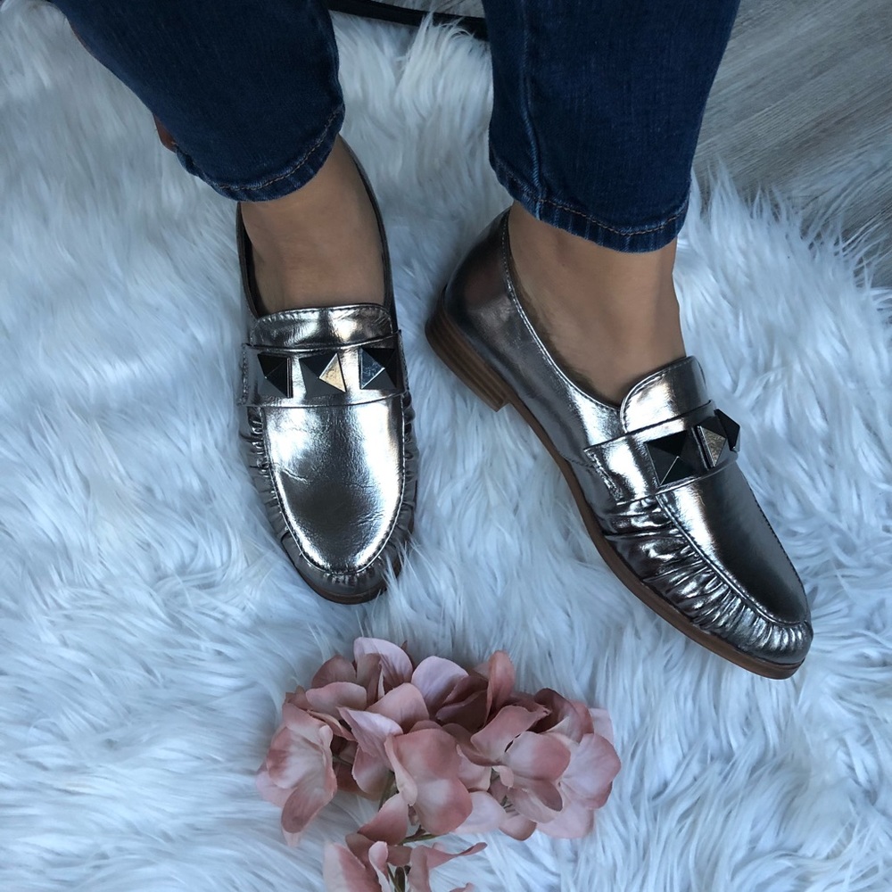 Catherine Malandrino silver loafers